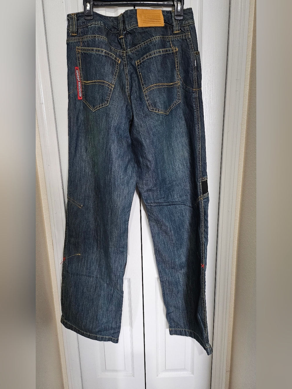 Icon Victory Motorcycle Jeans Mens 34 Blue Denim Riding Pants Armored Biker Stra - Picture 11 of 16